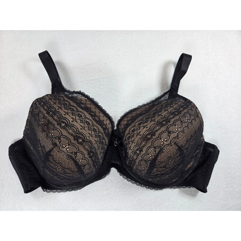 Adore Me Sexy Beige Black Lace Underwire Bra Plus Size 44DDD